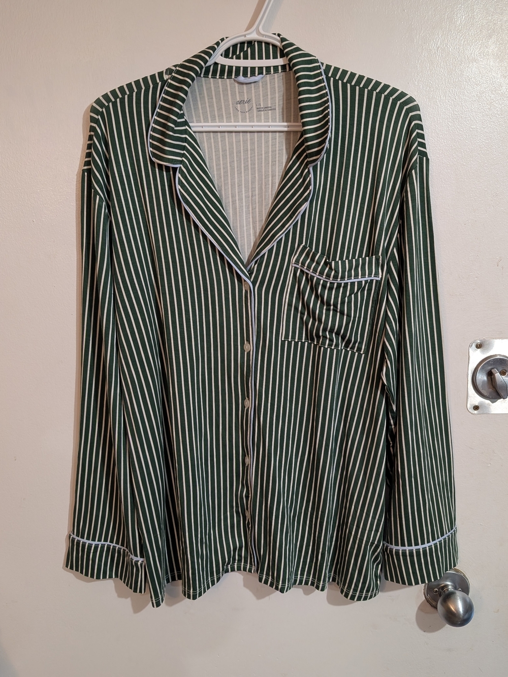 Women's Aerie Real Soft Rugged Green Pyjama Shirt Sz L